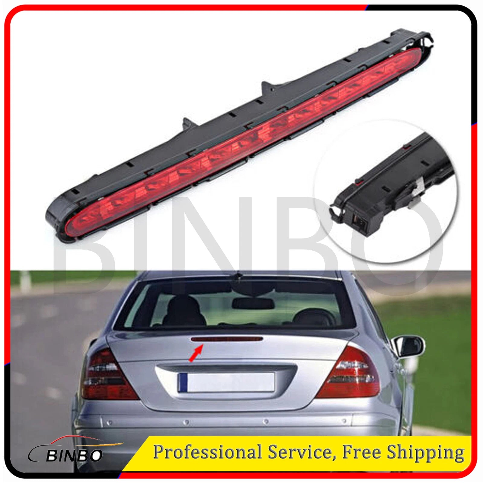 LED Red Third 3rd Brake Stop Light Lamp For Mercedes Benz E-Class W211 2002-2005 07FC0E-D4 - KOEEK