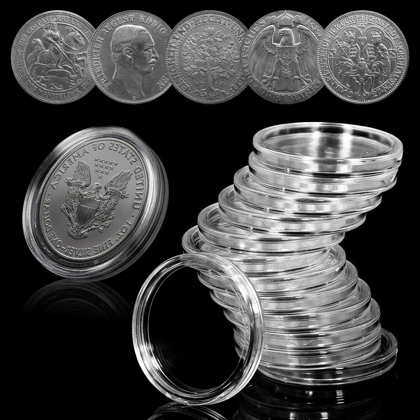 100 Pcs 38mm Coin Capsule Container Storage Holder Case for Morgan Peace Dollars