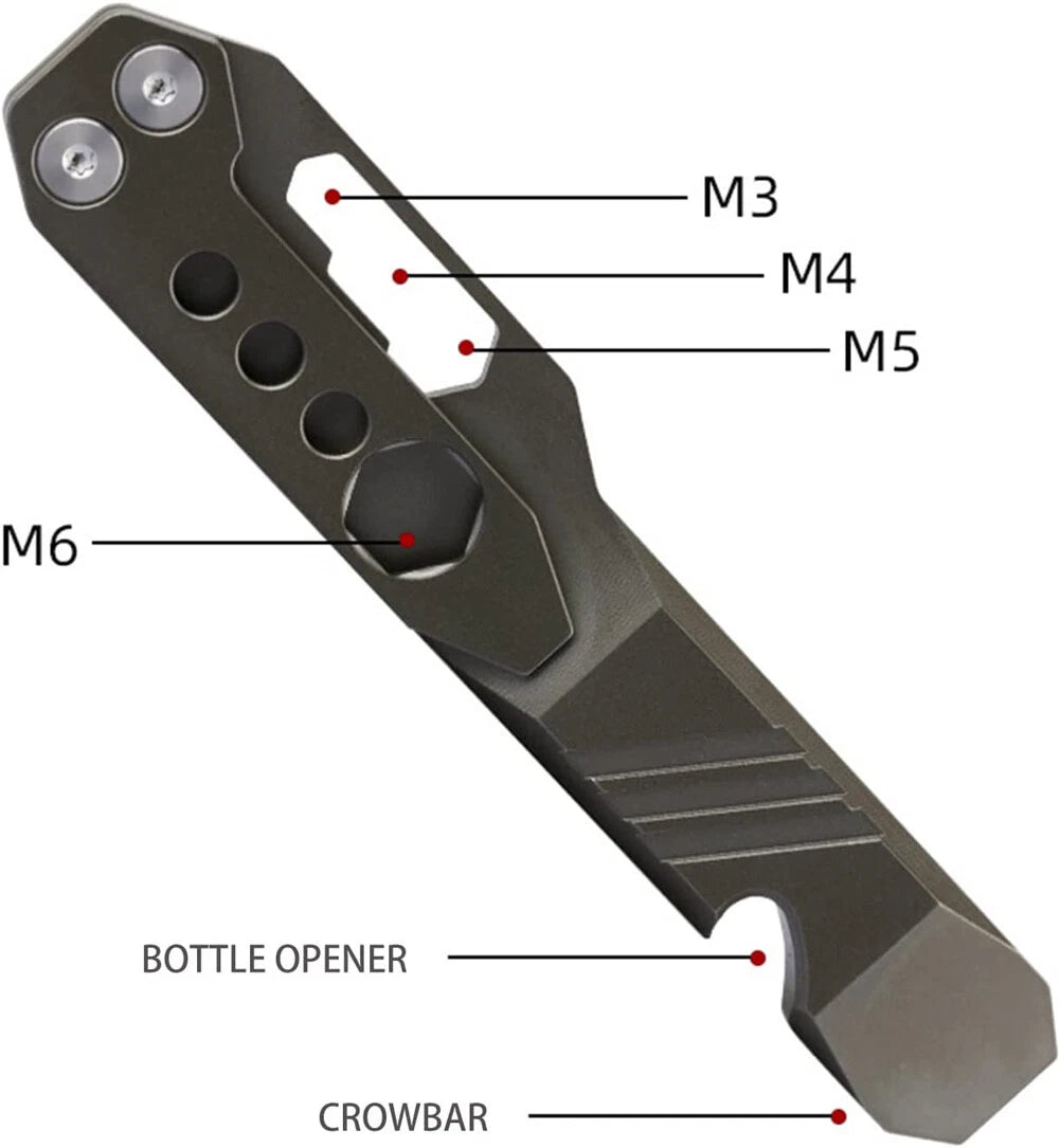 Titanium Crowbar Pry Bar Screwdriver Bottle Opener Multi Tool EDC Outdoor Wrench 07FC0E-D4 - KOEEK