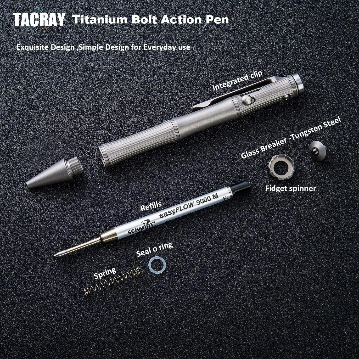 Solid Titanium Alloy Ballpoint Gyroscope Toy EDC Pocket Pen Fidget Spinner Pen 07FC0E-D4 - KOEEK