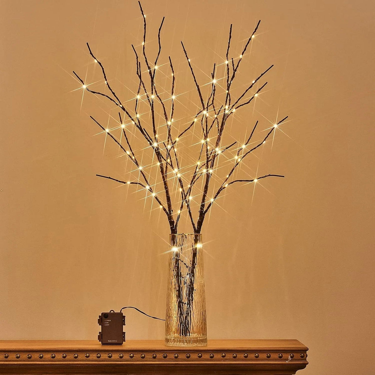 Light Brown Tree Branch 32 Inches 100 LED Light Strip with Timer 07FC0E-D4 - KOEEK
