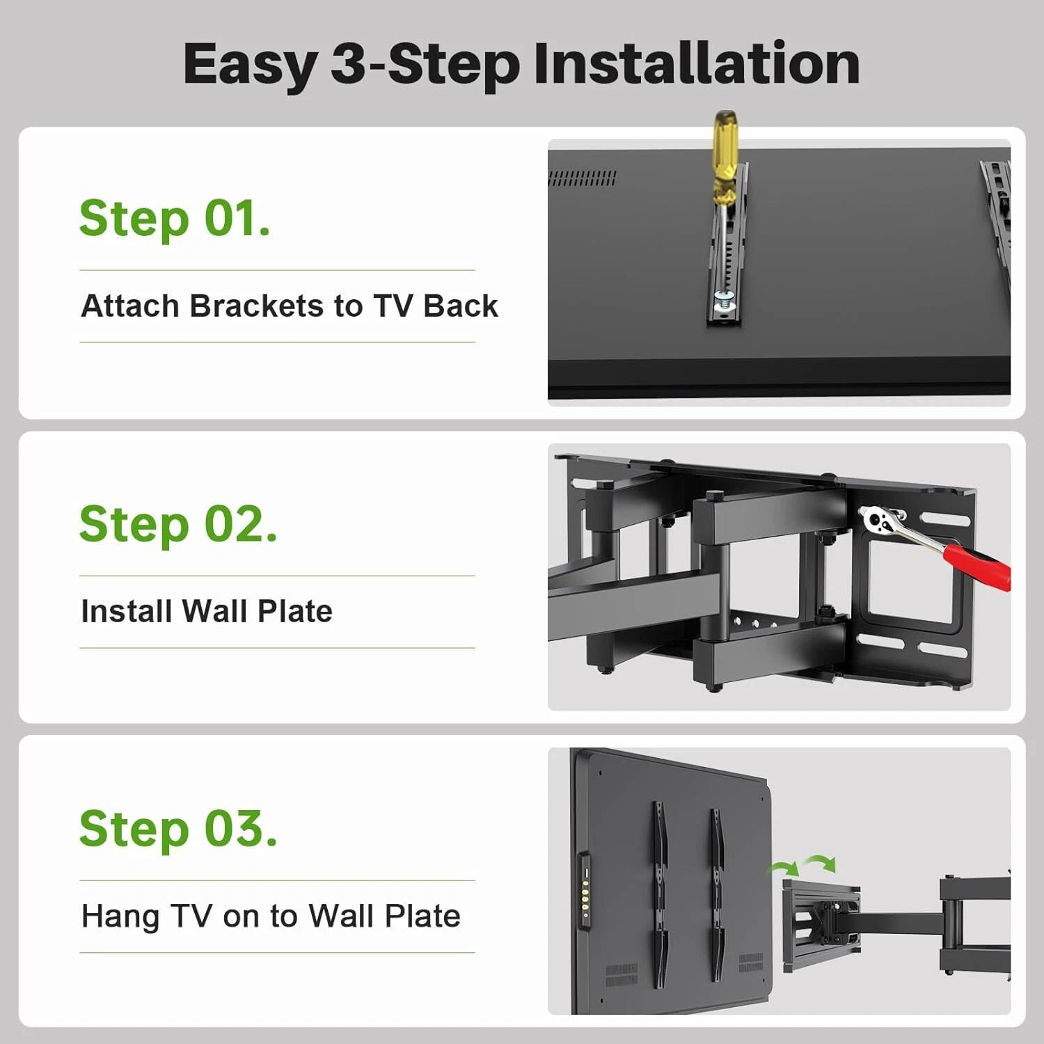 Full Motion TV Wall Mount for Most 32-70 inch TVs up to 99 lbs, Wall Mount 07FC0E-D4 - KOEEK