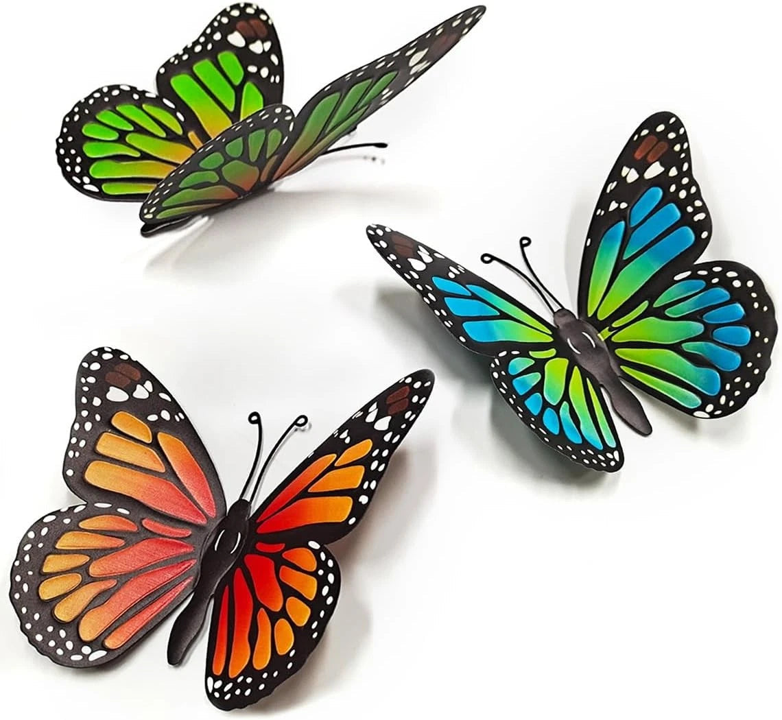 Metal Butterfly Wall Decor-3 Pcs Butterflies Wall Sculpture Hanging Decorations 07FC0E-D4 - KOEEK