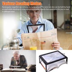 A4 Full Page 3x Magnifier LED Light Book Reading Aid Lens Large Magnifying Glass koeek - KOEEK