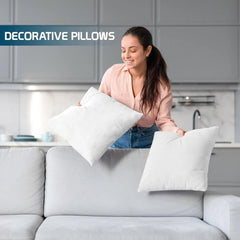 Throw Pillows (Set of 4, White), 18 x 18 Inches Pillows for Sofa, Bed and Couch 07FC0E-D4 - KOEEK