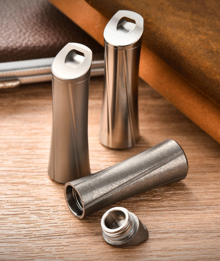 EDC Titanium Pill Holder Case Organizer Container Waterproof Portable Keychain 07FC0E-D4 - KOEEK