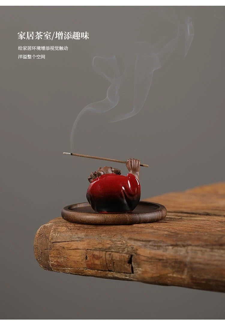 Ceramic Zhong Kui Stick Incense Holder Home Entryway Tea Room Desk Decor 07FC0E-D4 - KOEEK