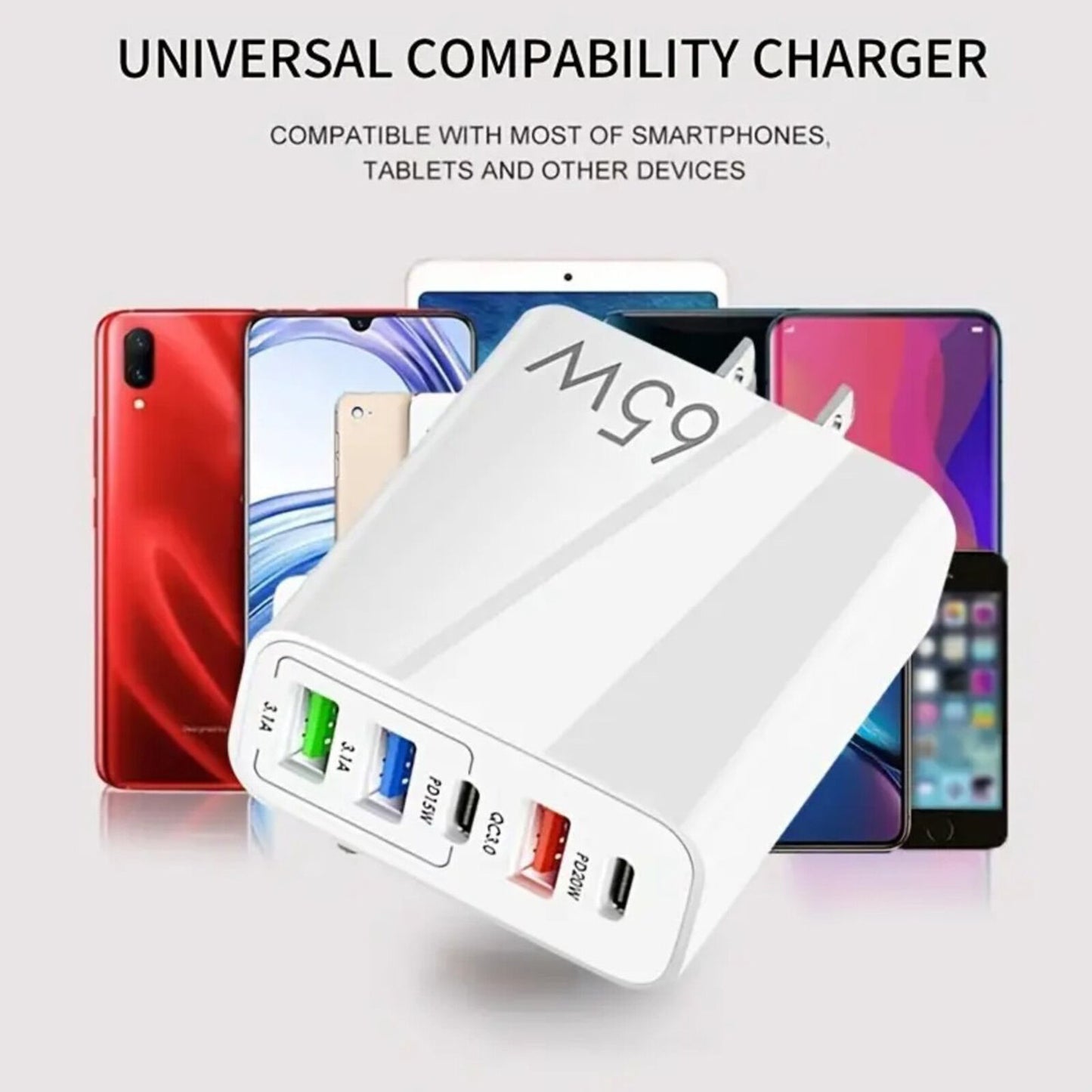 new 65W Charger Fast Charging Station 2type c PD+3USB Lightweight Portable Charger koeek - KOEEK