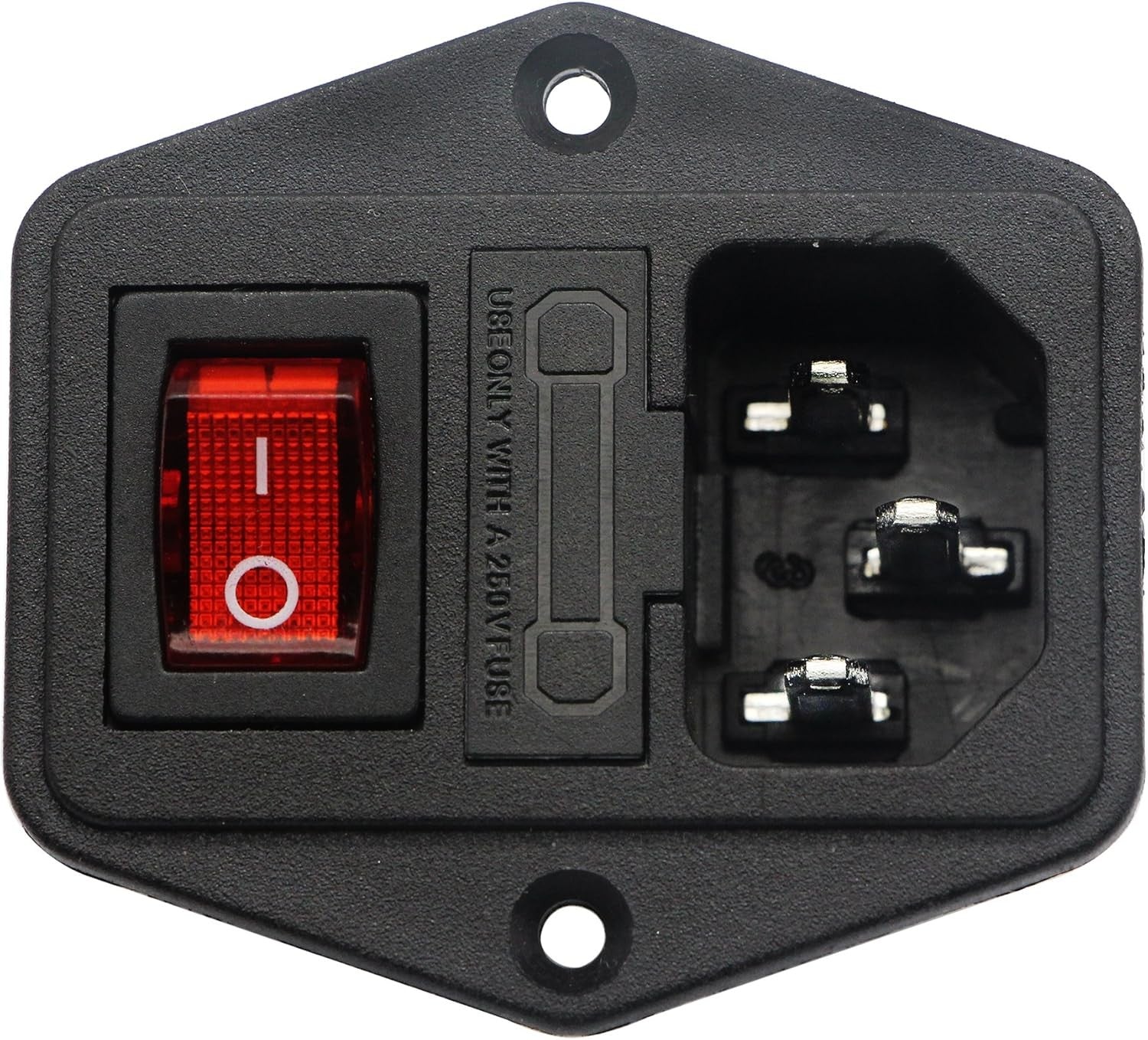 new zdyCGTime 10A 250V AC Rocker Switch Power Socket 3 Pin IEC320 C14 Inlet Black ZDYCGTIME - KOEEK