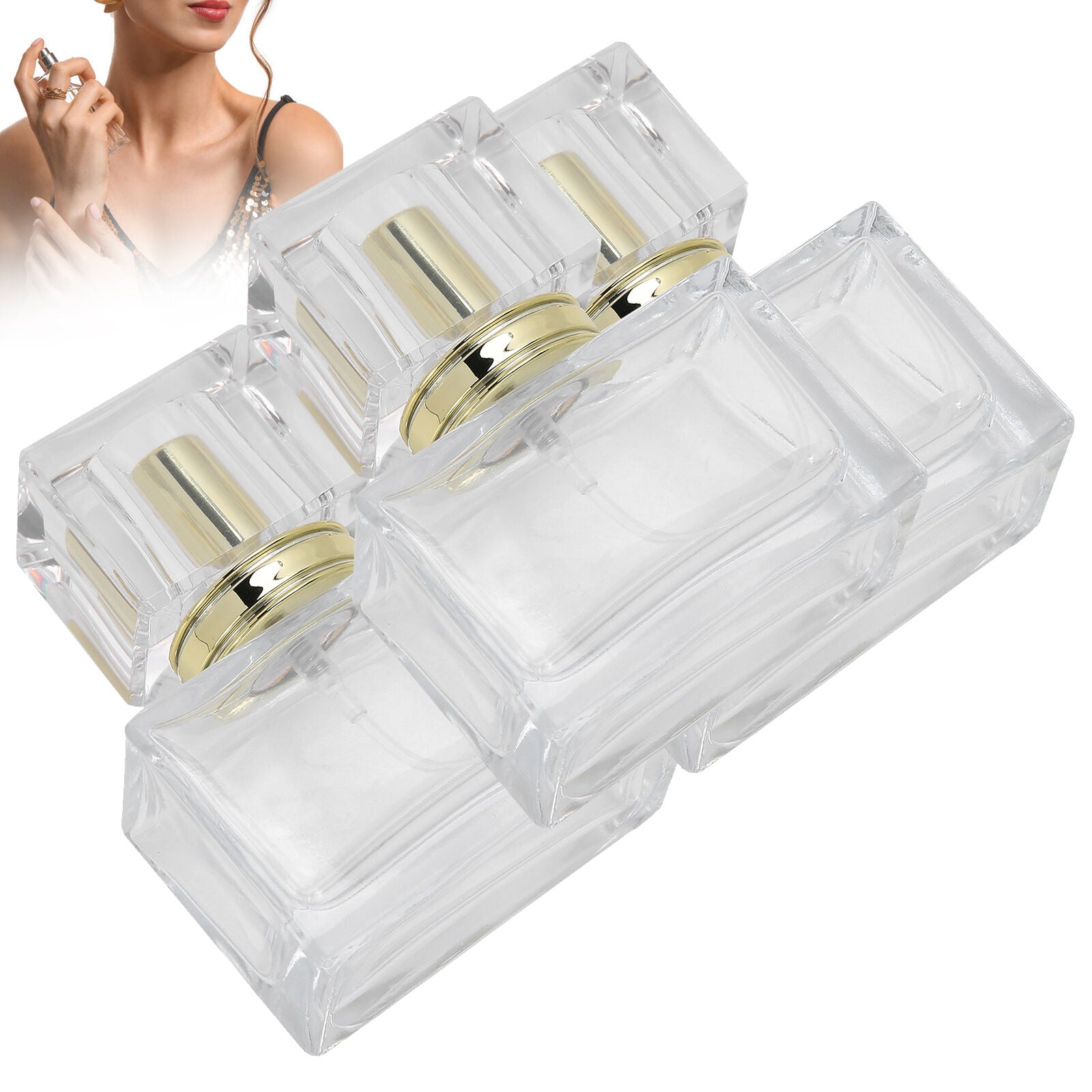 new 3pcs Empty Perfume Bottle Refillable Perfume Spray Bottle Dispenser(Gold ) HGF koeek - KOEEK