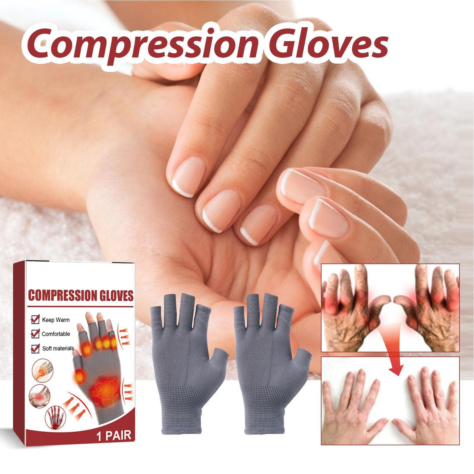 new Compression Gloves for Carpal Tunnel Fingerless Half Typing Open-Finger Gloves koeek - KOEEK