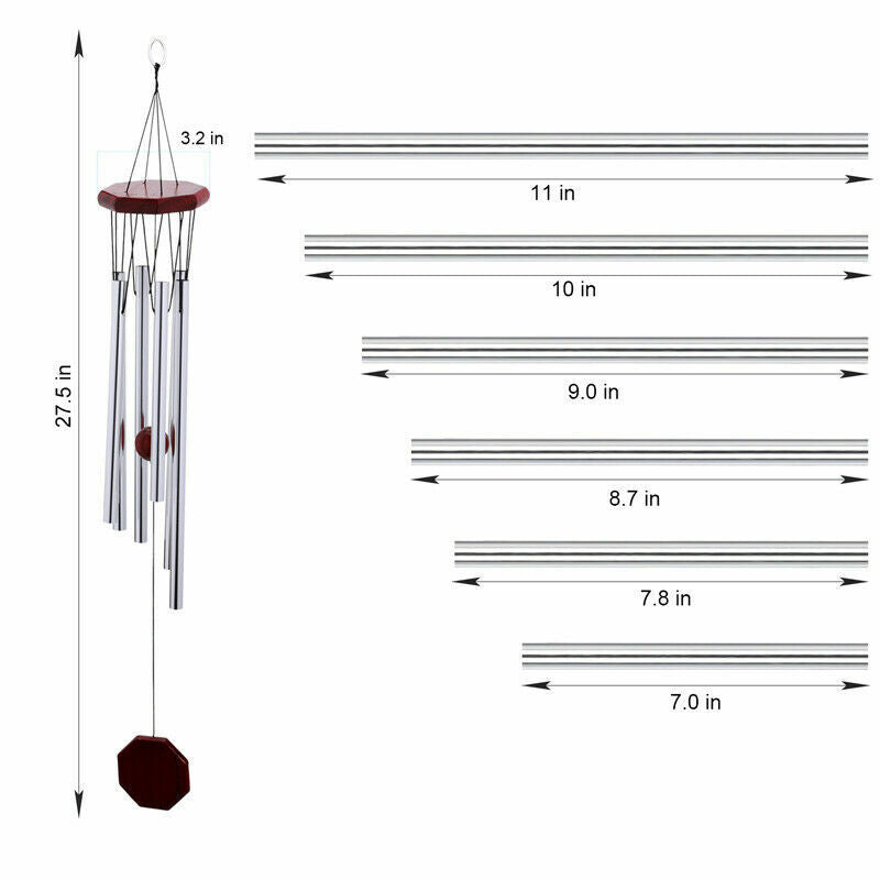 ny 31 tommer metal 6 rør Windchime Kapelklokker Vindklokker Udendørs Have Indretning af hjemmet