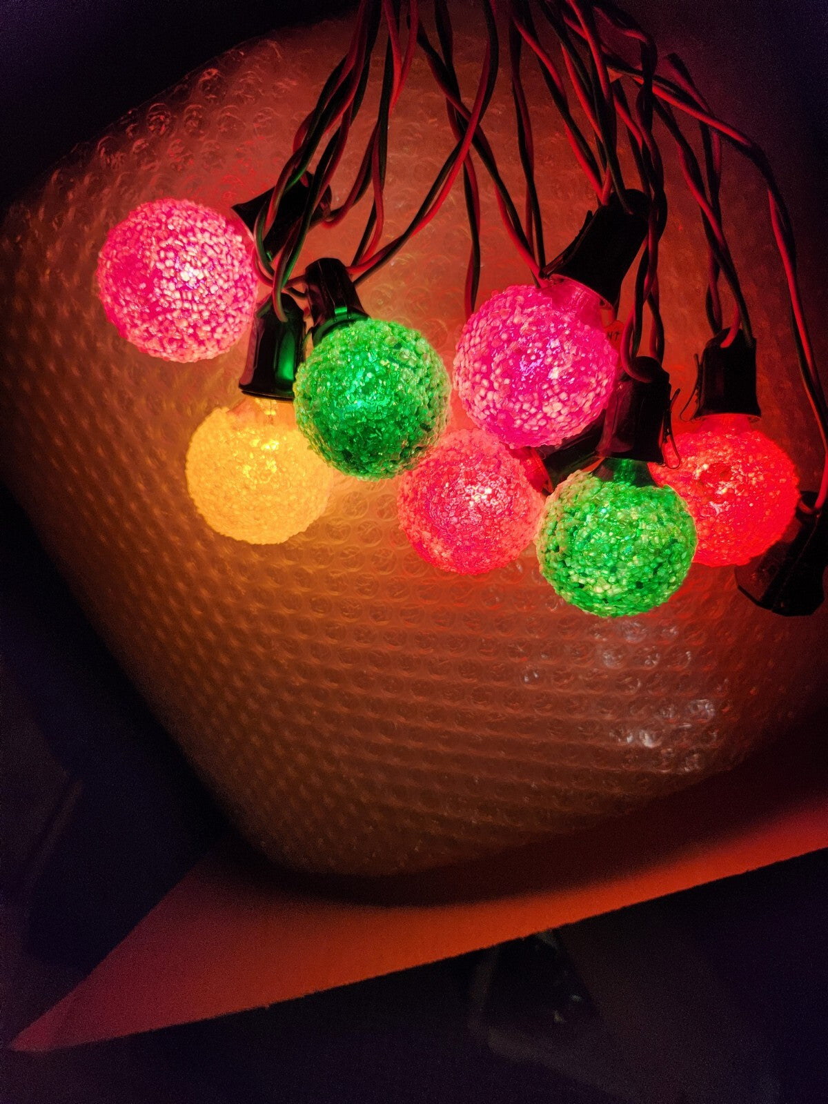 6 Vintage Ice Frosted Sugar Snowball Christmas Round Light Bulbs C7 USA Tested 07FC0E-D4 - KOEEK