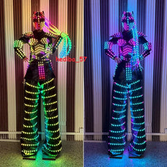 Predator LED Robot RGB Costume Women Illuminated Stilt Suit Set Show Clothing 07FC0E-D4 - KOEEK