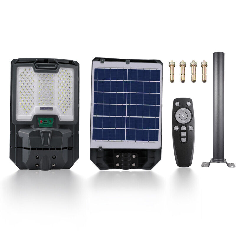 ny 2000W kommerciel Solar Street Flood Light Udendørs Dusk to Dawn vejlampe + stang