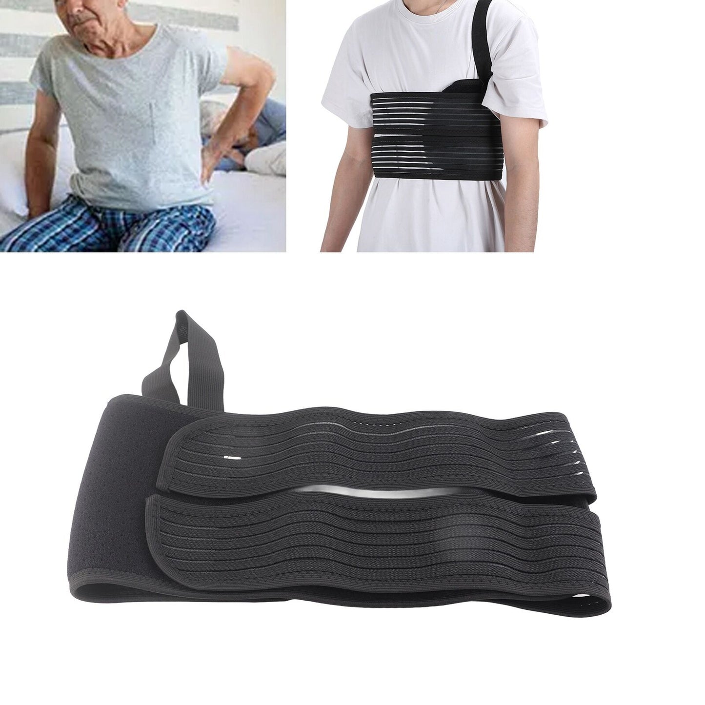 new (L)Adjustable Broken Rib Brace Elastic Chest Wrap Belt Unisex Men Women HGF koeek - KOEEK