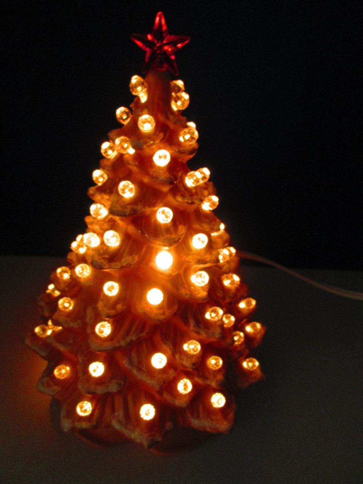 "CORAL w/SNOW CAPS"  Ceramic Christmas Tree"  ly Made/ Extra Lights 07FC0E-D4 - KOEEK