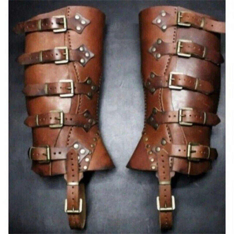 Medieval Gaiters Knight Faux Leather Shoes Cover Warrior Leg Armor Boot Covers 07FC0E-D4 - KOEEK