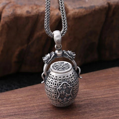 Double Happiness Lucky Ghau Box Pendant Openable Amulet Necklace Vintage Chinese 07FC0E-D4 - KOEEK