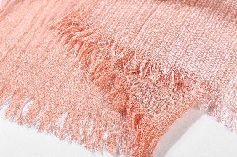 Men's Scarf Striped Cotton Blend Shawls Pleated Scarves Unisex Scarf Warm Wraps 07FC0E-D4 - KOEEK