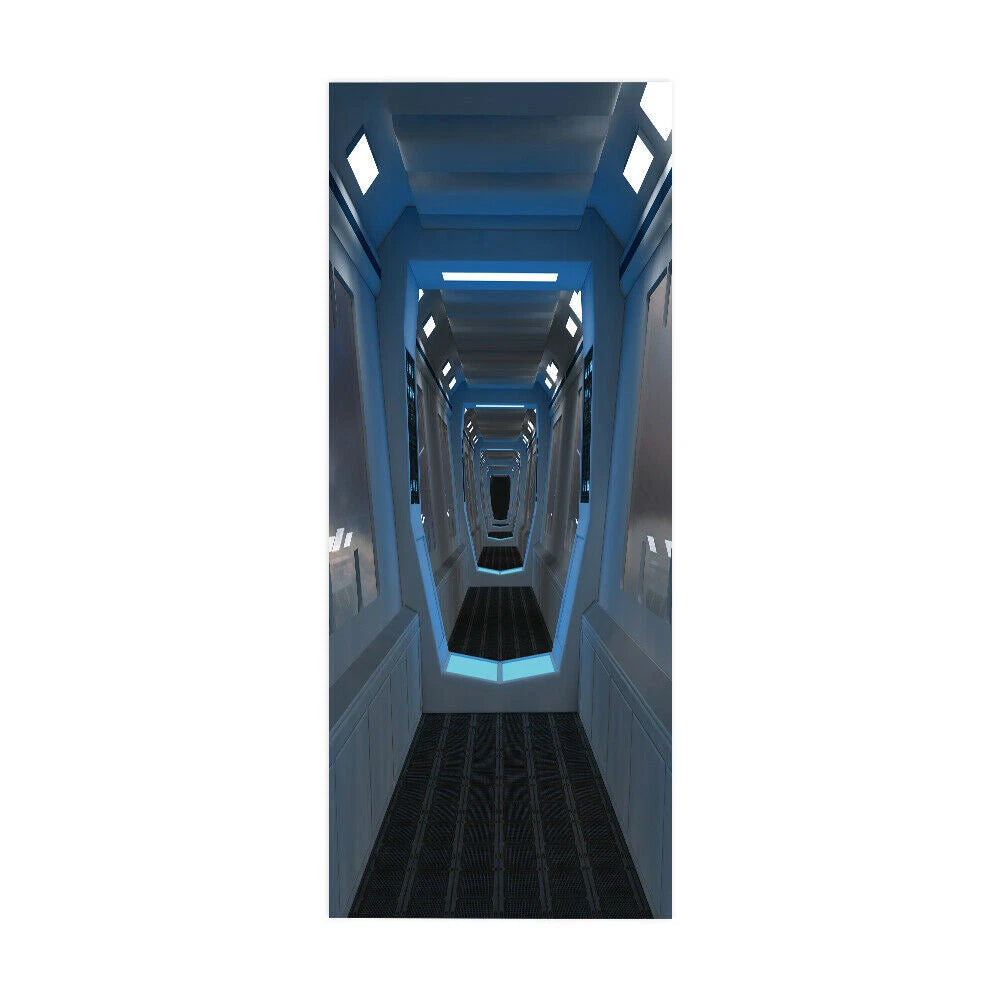 3D Wall Door Sticker Art Spaceship Space Station Self-adhesive Wrap Murals Decal 07FC0E-D4 - KOEEK