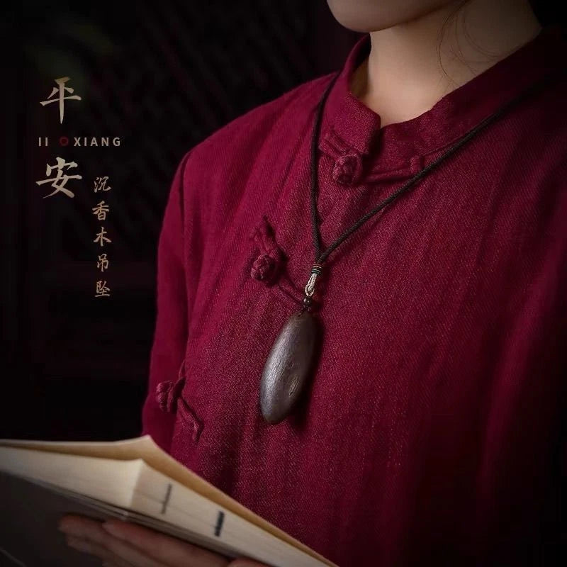 Vietnam Agarwood Pendant Natural Old Wood Necklace For Men Women 07FC0E-D4 - KOEEK