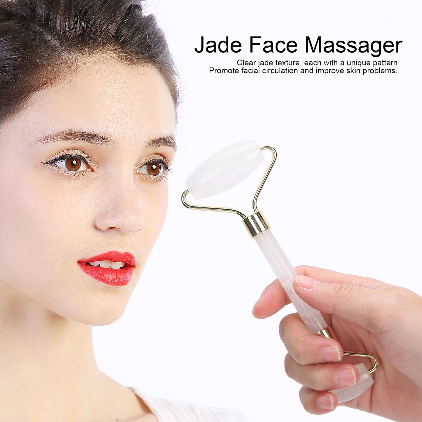 new Jade Roller Rock Crystal Face Massager AntiAging Puffiness(Rock Crystal ) HGF koeek - KOEEK