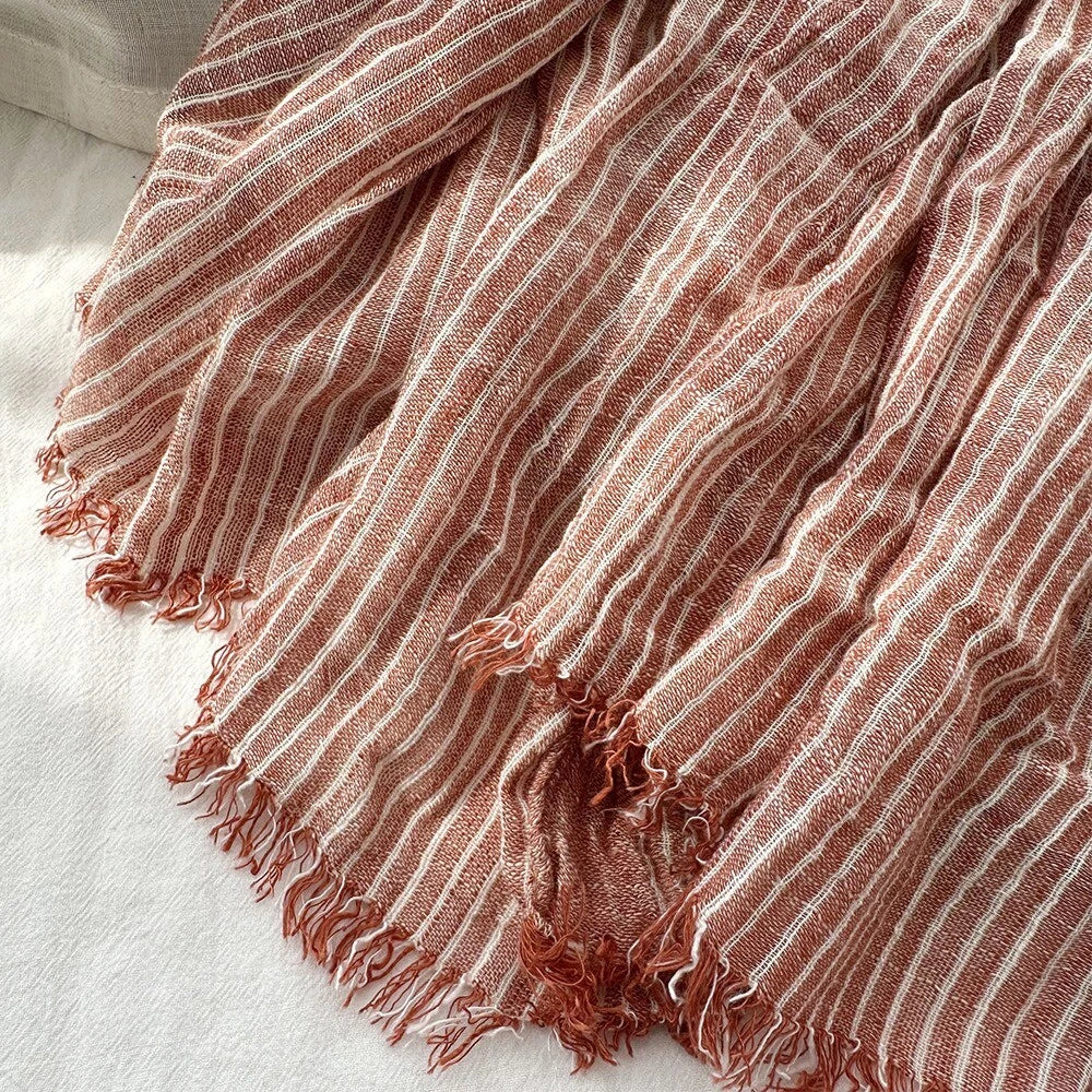 Cotton Linen Scarf Striped Scarves Unisex Men's Shawl Scarf Headwraps 9 Colors 07FC0E-D4 - KOEEK