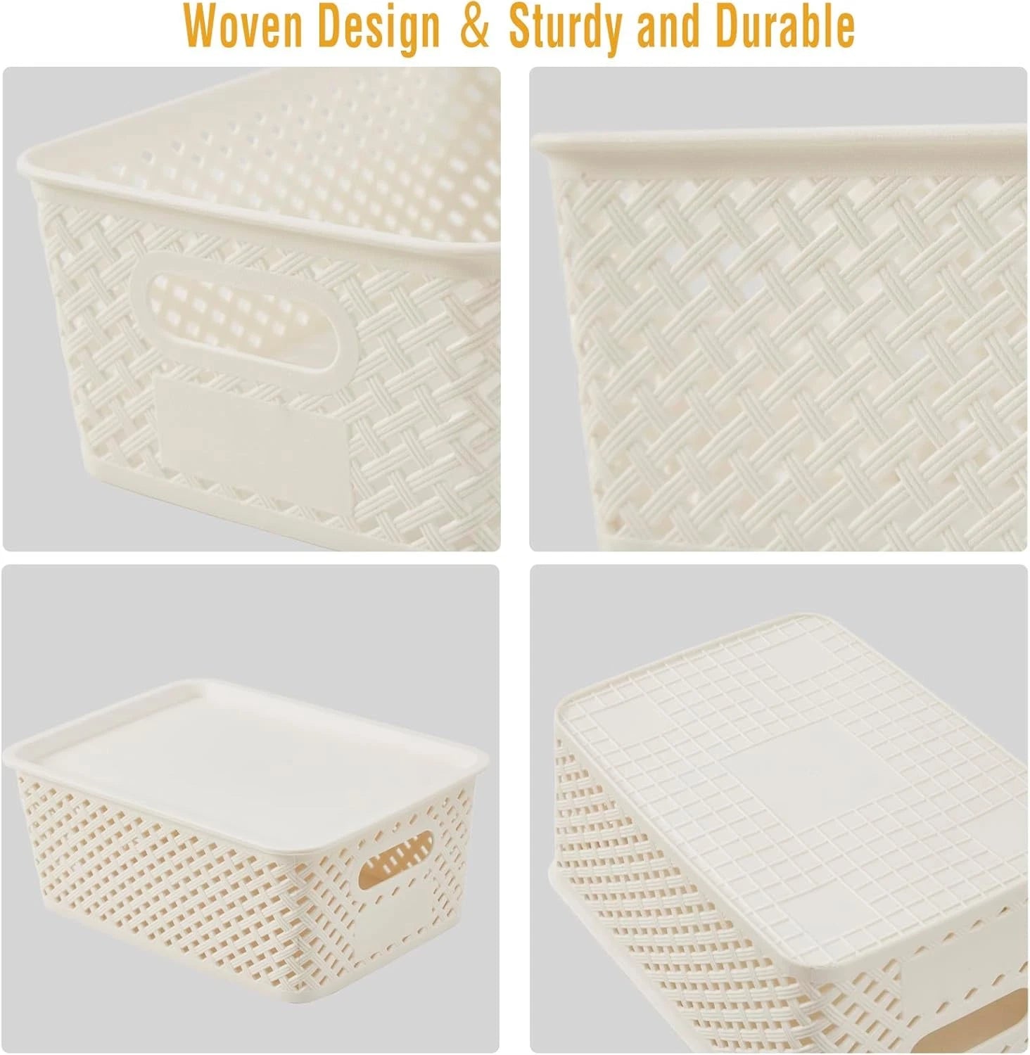 Small plastic twill storage basket,set of 6,dimensions:10.35 x 7.3 x 4.09 inches 07FC0E-D4 - KOEEK