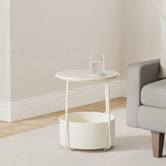 Small Nightstand with Fabric Basket, Modern Nightstand, Round Side Table 07FC0E-D4 - KOEEK