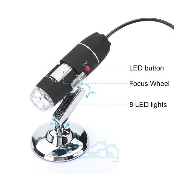 nytt 8 LED 1600X 10MP WIFI digitalt mikroskop Endoskop forstørrelseskamera med stativ