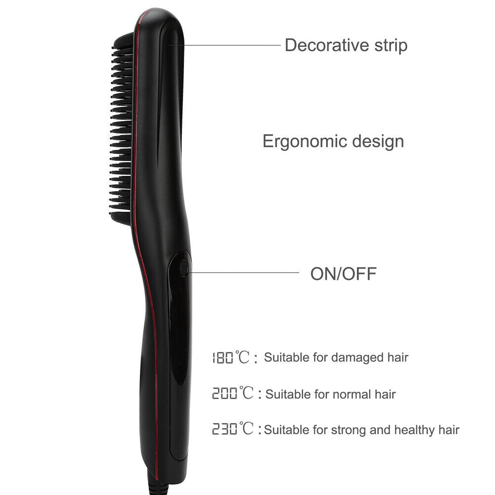 new Electric Hair Comb Anti Scald Beard Brush US Plug 110V(Black )(Black ) HGF koeek - KOEEK