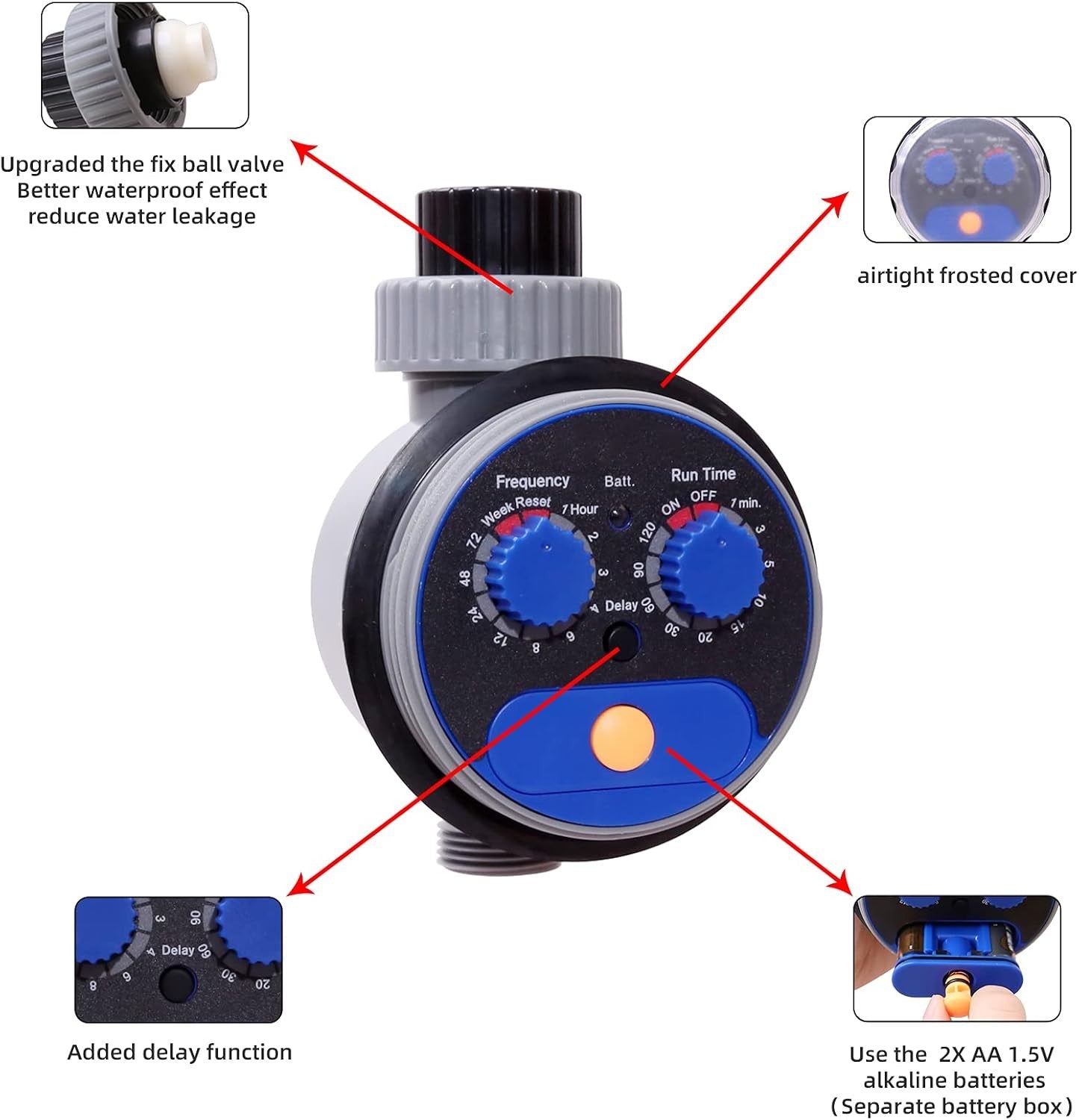 new Sprinkler Water Timer Programmable Garden Zero Pressure Waterproof Blue 07FC0E-D4 - KOEEK