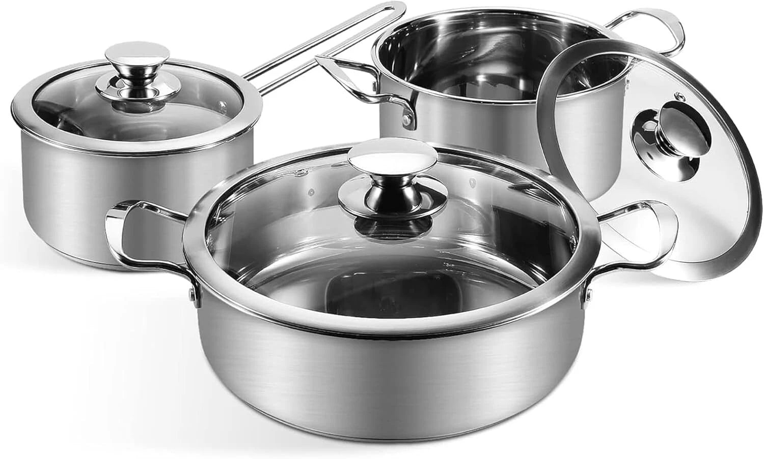 6 Piece Cookware Set, Stainless Steel Cookware Set,Nonstick Kitchen Cookware Set 07FC0E-D4 - KOEEK