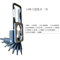 Bicycle Repair Tool Bicycle Keychain Multi-Function Folding 14 in 1 EDC Tools 07FC0E-D4 - KOEEK