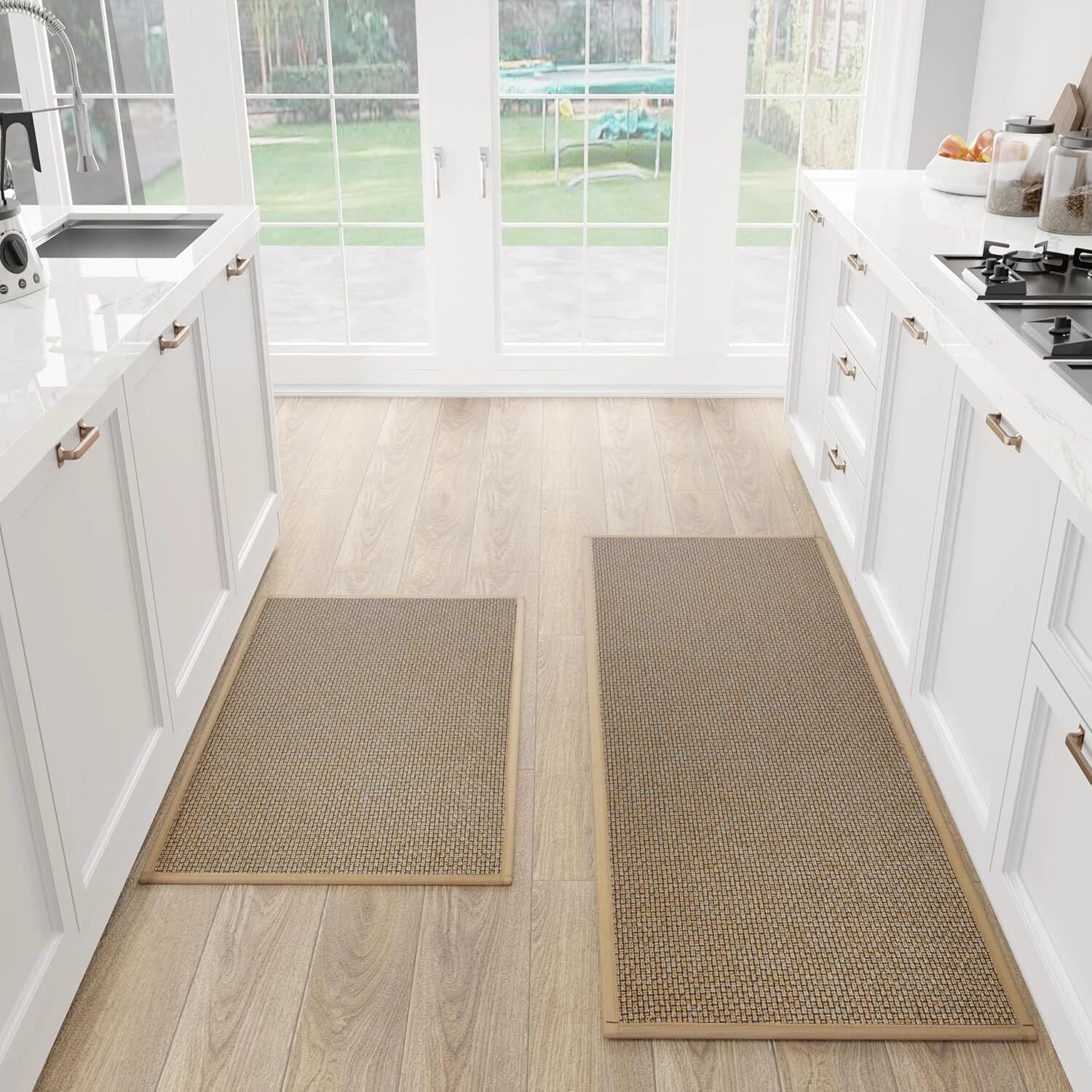 Kitchen Mat Set of 2 PCS, Cushioned Non Slip Rugs for Kitchen Floor, Absorbent 07FC0E-D4 - KOEEK