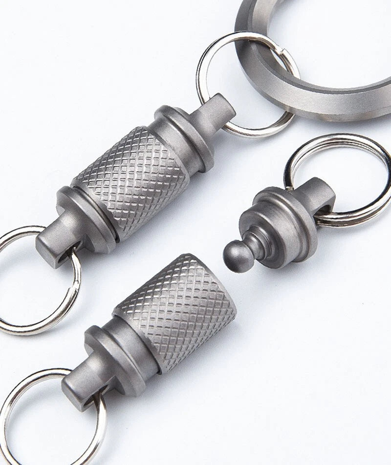 Titanium Alloy Insert Buckle Gimbal Ring Portable Double Keychain PendantEDC EDC - KOEEK