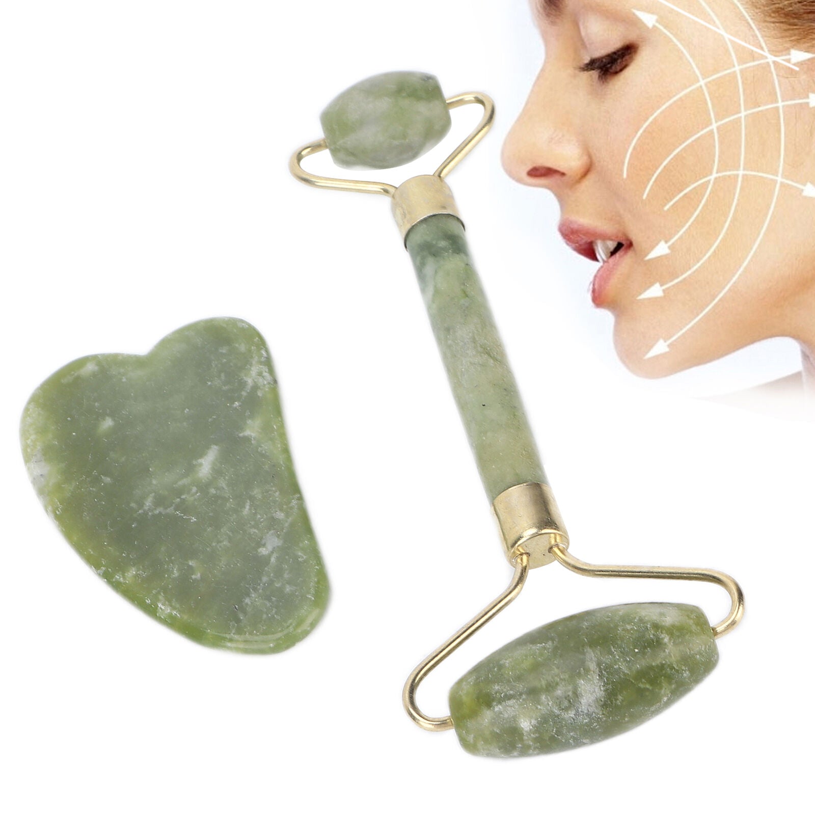 new Jade Roller Face Lifting Slimming Wrinkle Removal Double End Face Massage HGF koeek - KOEEK