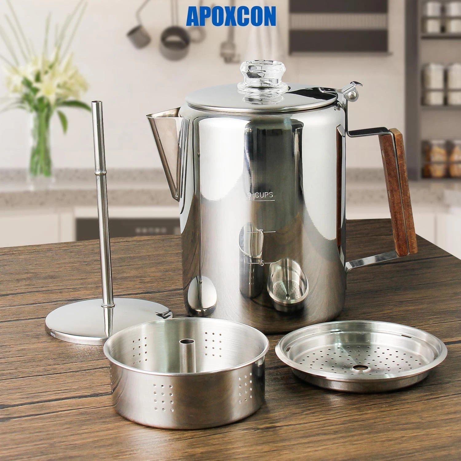 Coffee dripper with two heat-resistant reinforced glass knobs 07FC0E-D4 - KOEEK