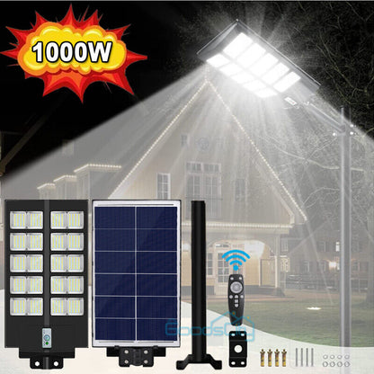 new 990000000000LM 1000W Watts Commercial Solar Street Light Parking Lot Road Lamp