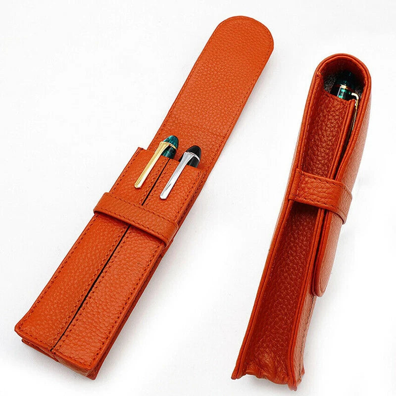 Leather Fountain Pen Case 2 Pen Holder Case Pouch 07FC0E-D4 - KOEEK