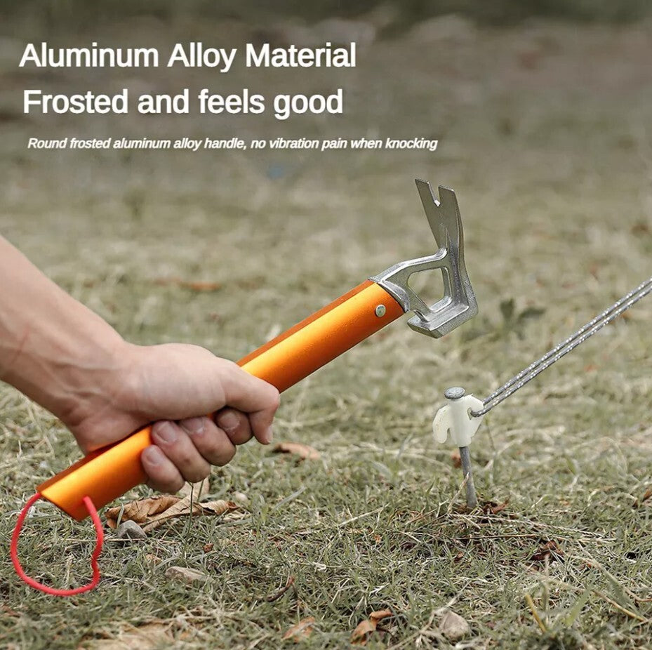Tent Stake Hammer Aluminum Alloy Camping Hammer Outdoor EDC Camp Nail Puller 07FC0E-D4 - KOEEK