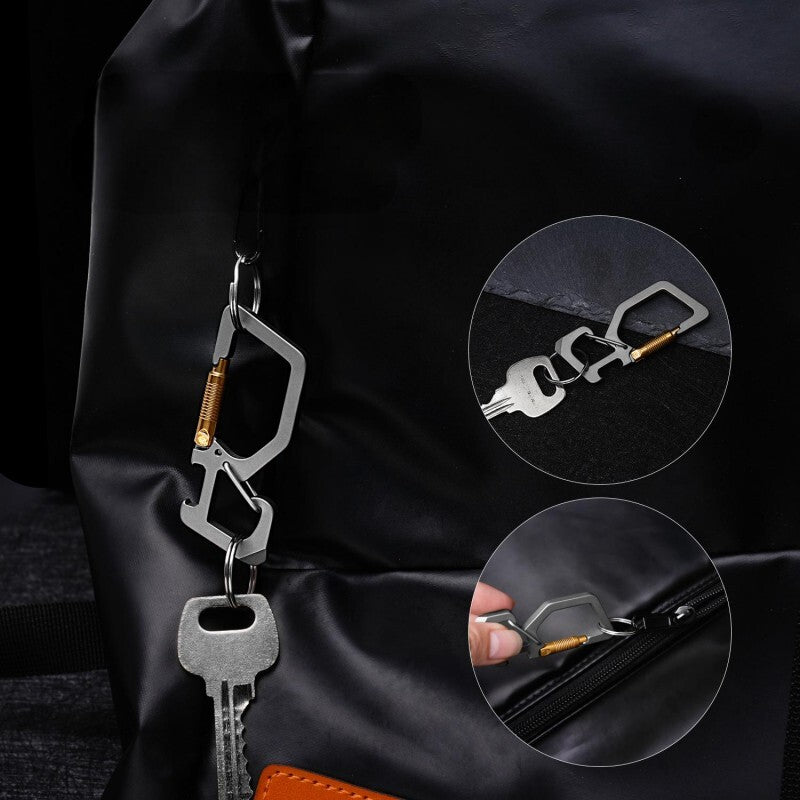 Outdoor EDC Titanium Key Chain Carabiner Clip with Bottle Opener Multi Tool Gift 07FC0E-D4 - KOEEK