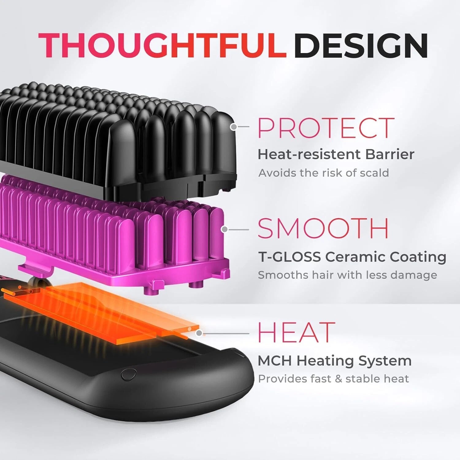 Hair Straightening Brush  Women's One Step Straightener, 16 Temperature Settings 07FC0E-D4 - KOEEK