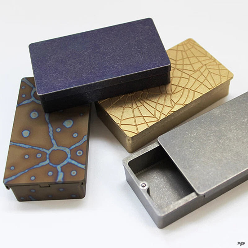Titanium/Brass EDC Sealing Storage Case Pill Box Holder Container Travel Camping 07FC0E-D4 - KOEEK