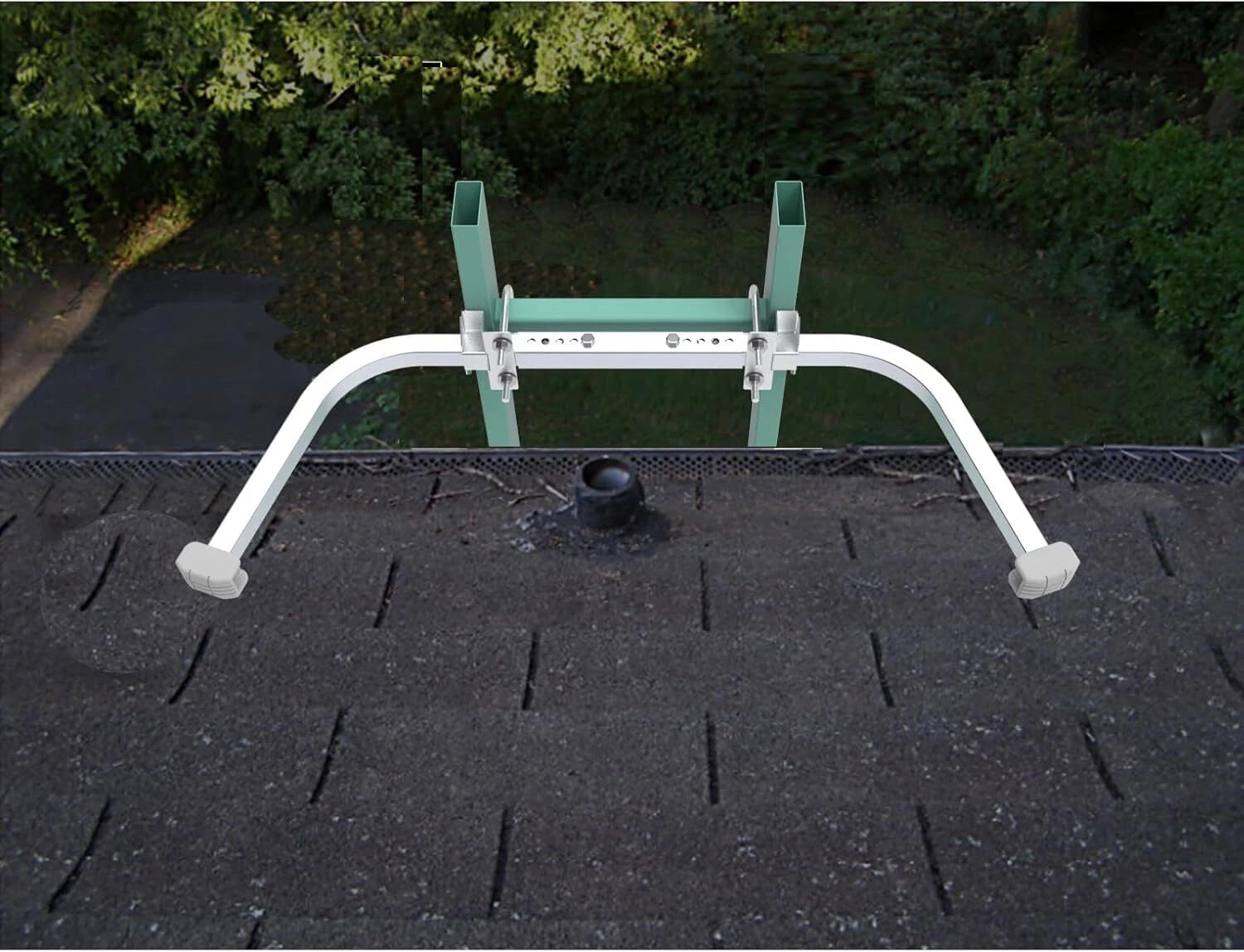 Ladder stabilizer with non-slip rubber backing pads to secure wall ladder hooks. 07FC0E-D4 - KOEEK