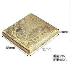 Brass Metal Cigarette Case 20 Holder Vintage Design Slim Portable Moisture Proof 07FC0E-D4 - KOEEK