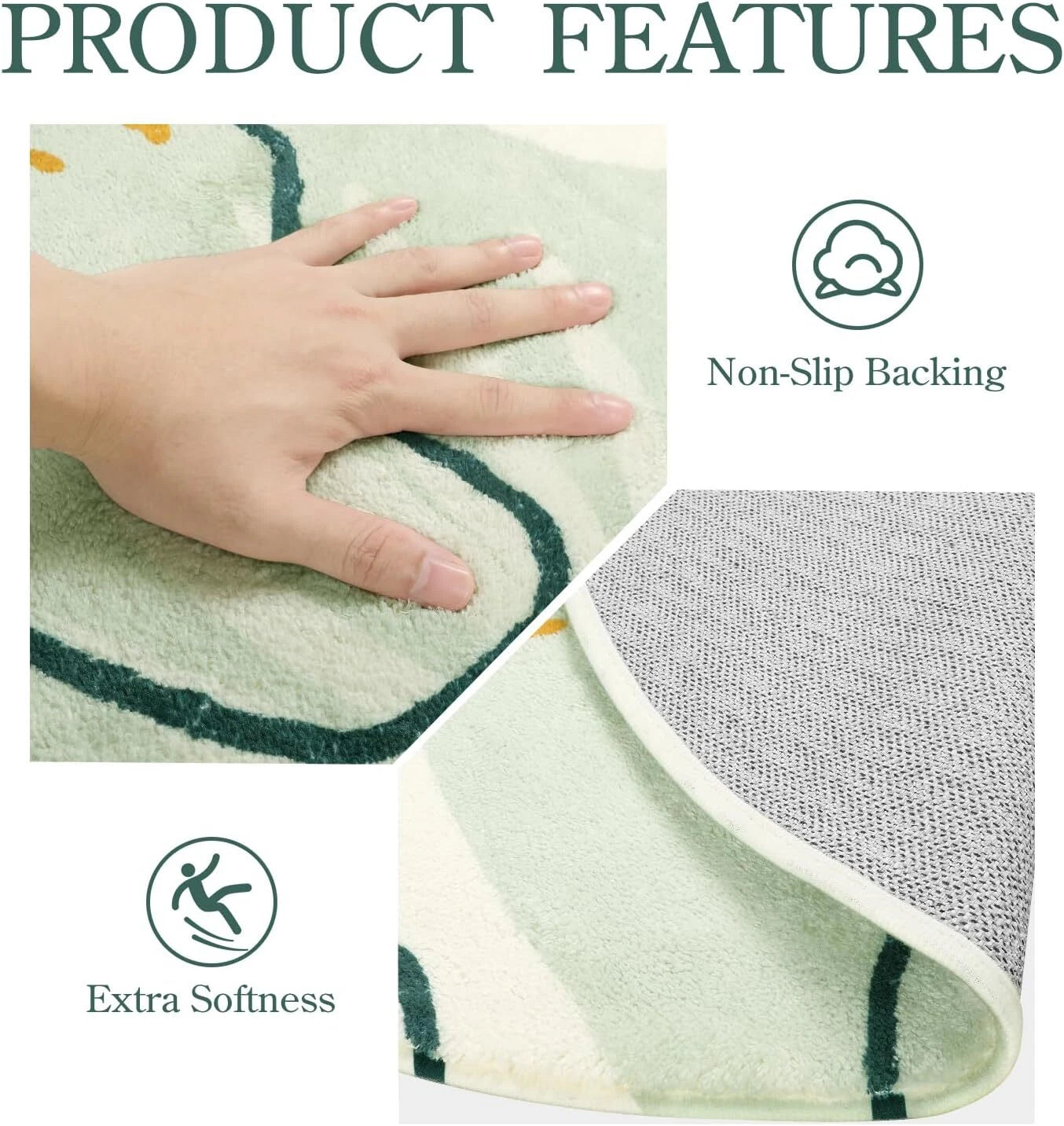 Green Botanical Print Small Throw Rugs Modern Abstract Non-Slip 3x5 Minimalist 07FC0E-D4 - KOEEK