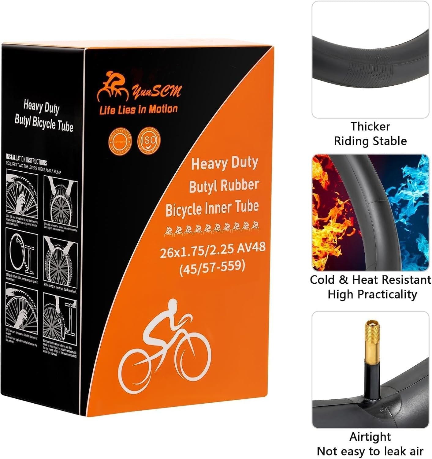 new 2-PCS 26" Heavy Duty Bike Tubes 26x1.95 26x2.10 26x2.125 AV48MM Schrader... 07FC0E-D4 - KOEEK