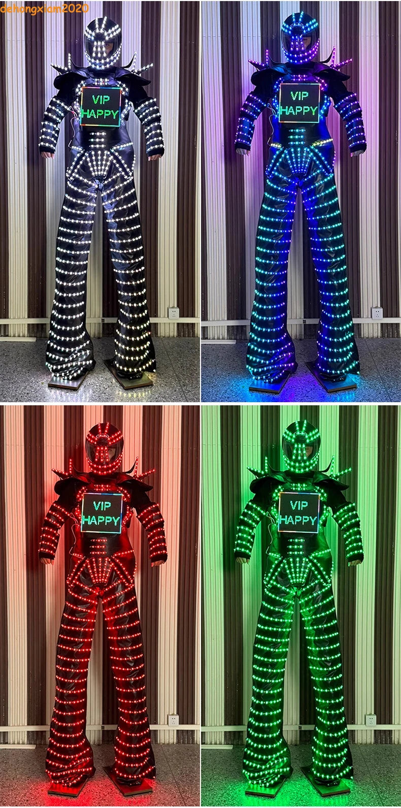 LED Stilts Robot Programming Costume Illuminated Dance Club Bar Clothes Suit 07FC0E-D4 - KOEEK